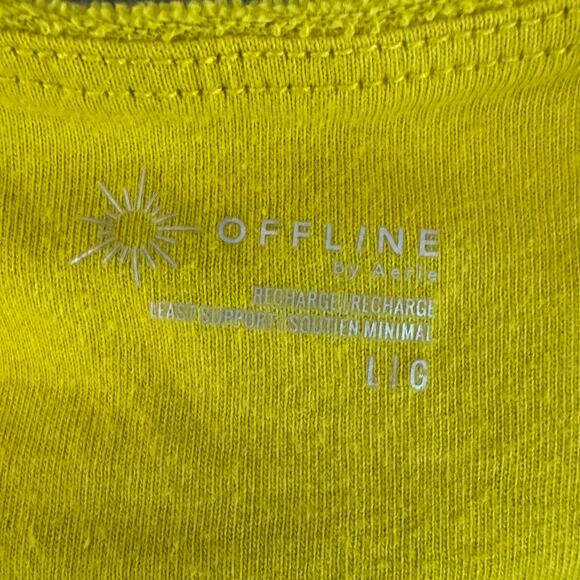 OFFLINE by Aerie Terry Sports Bra Size Large NWT Green Rush Plunge Neck - Picture 6 of 7
